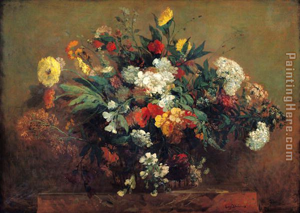 Flowers painting - Eugene Delacroix Flowers art painting